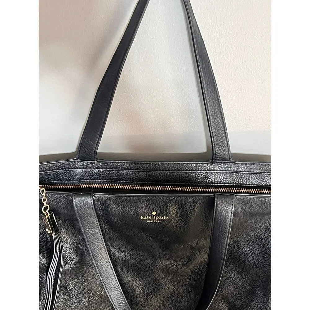 Kate Spade New‎ York Jana Tote Saffiano Leather Handbag Black K8150 Black Zipper
